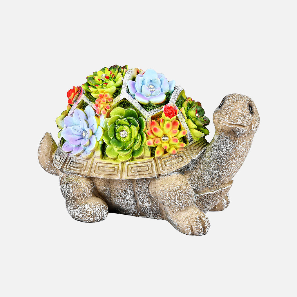 Gigalumi Solar Succulent Turtle Yard Statue Set (1 Pack)
